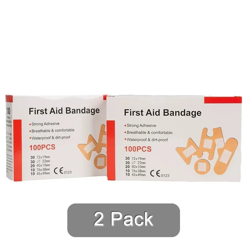 100Pcs Waterproof Band-Aids – Multi-Size Anti-Bacterial First Aid Bandages for Home & Travel